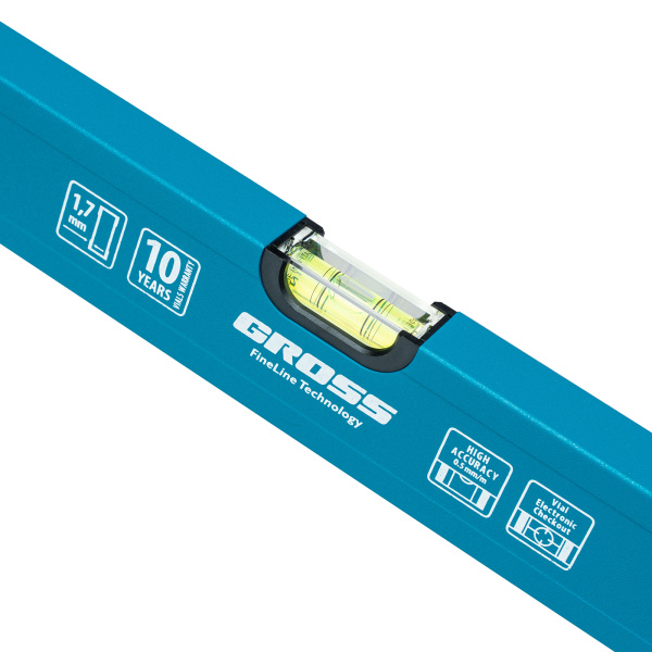 Уровень алюминиевый усиленный, 2000 мм, 3 глазка Gross цена