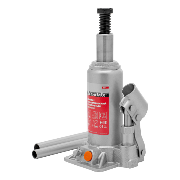 Домкрат гидравлический бутылочный, 3 т, h подъема 178-343 мм, в пластиковом кейсе Matrix цена