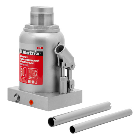 Домкрат гидравлический бутылочный, 30 т, высота подъема 260-415 мм Matrix цена