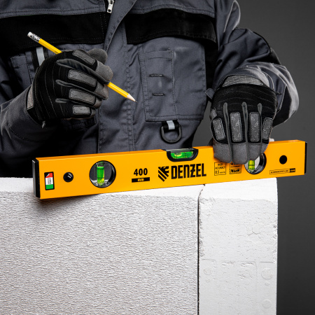 Уровень алюминиевый, 400 мм, фрезерованный, 3 глазка Denzel цена