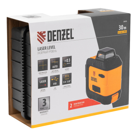 Лазерный уровень мультипризменный LX 360-2 Red, 30 м, 635 нм, аккумулятор Li 2800 мАч, резьба 5/8" Denzel цена