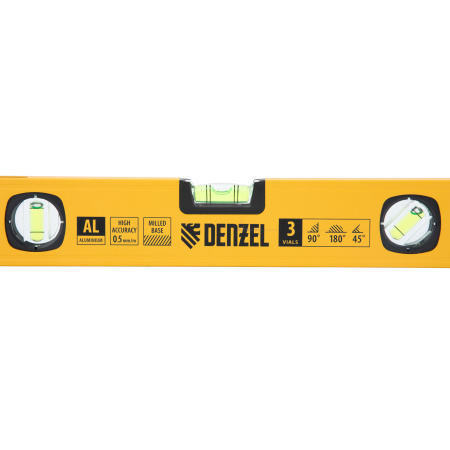 Уровень алюминиевый, магнит., фрезерованный, 3 глазка (1 зеркал.) 0,5 мм/м, 400 мм Denzel цена