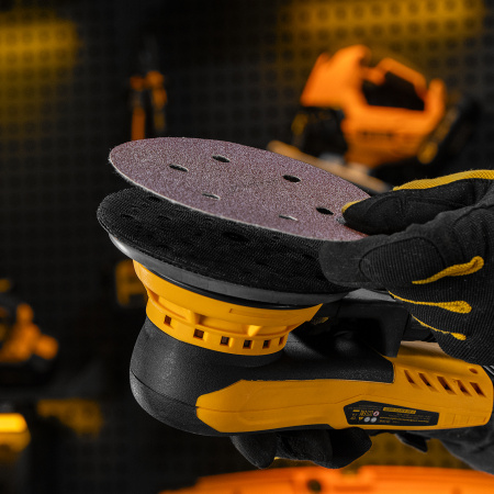 Машина шлифовальная орбитальная бесщет OS-150-BL, 350 Вт, 4000-10000 об/мин Denzel цена