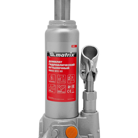 Домкрат гидравлический бутылочный, 2 т, h подъема 181-345 мм, в пластиковом кейсе Matrix цена