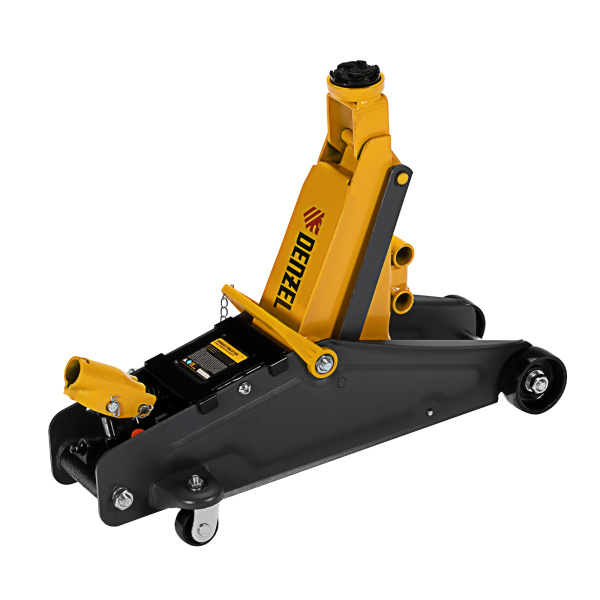 Домкрат гидравлический подкатной с фиксатором, 2,8 т, 135-385 мм, в кейсе Denzel цена