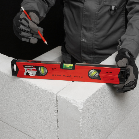 Уровень алюминиевый магнитный, 400 мм, фрезерованный, 3 глазка (1 зеркальный) усиленный Matrix цена