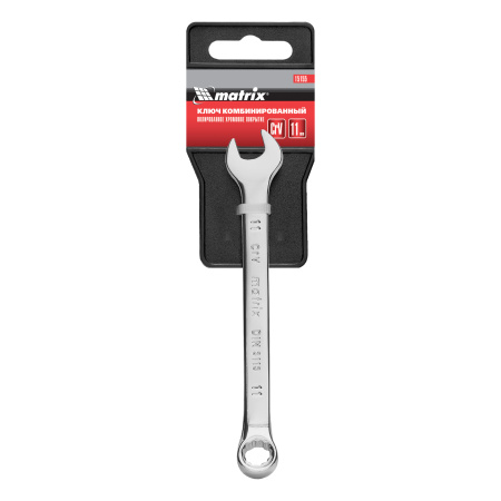 Ключ комбинированный, 11 мм, CrV, полированный хром Matrix