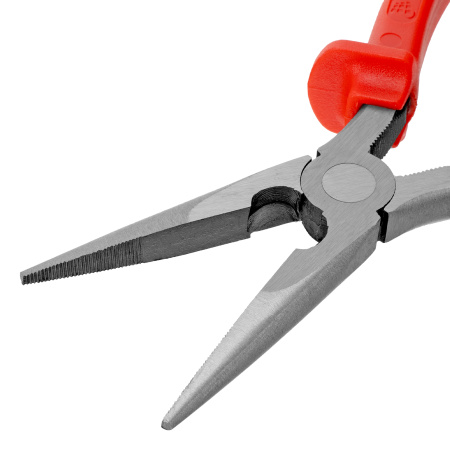 Длинногубцы прямые Econom, 200 мм, шлифованные, пластмассовые рукоятки Matrix