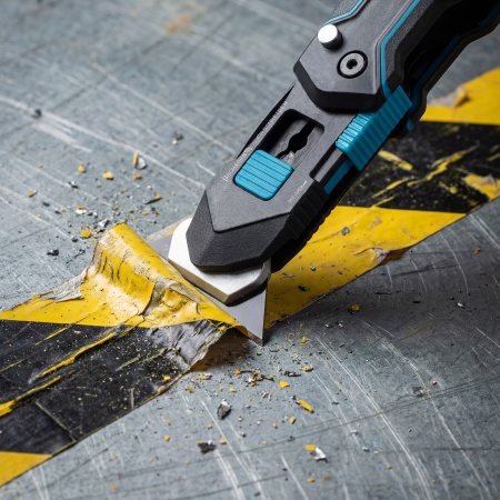 Нож-скребок складной, 19мм, сменное лезвие, SK2, 5 запас. лезвий, алюмин. корпус, клипса GROSS