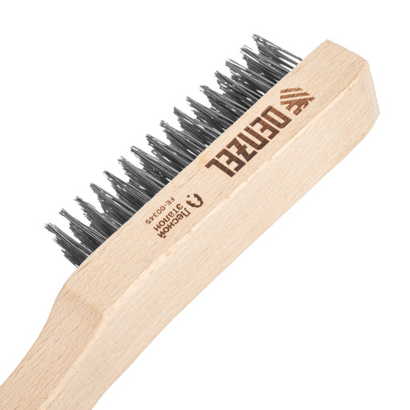 Щетка зачистная 6-и рядная, прямая проволока из нержавеющей стали с деревянной ручкой, EFP// Denzel