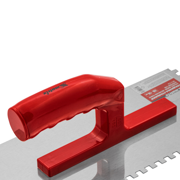 Гладилка из нержавеющей стали, 280 х 130 мм, зеркальная полировка, пластмассовая ручка, зуб 6 х 6 мм Matrix цена