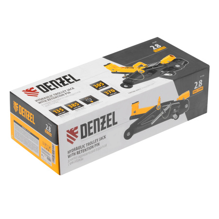Домкрат гидравлический подкатной с фиксатором, 2,8 т, 135-385 мм Denzel цена