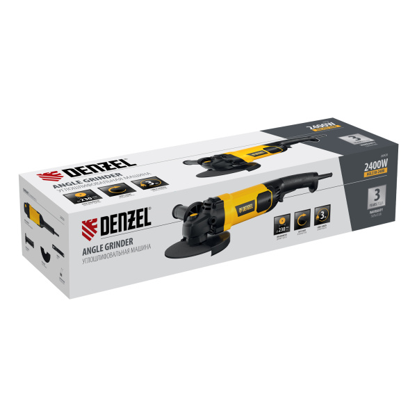 Углошлифовальная машина AGL230-2400, 2400 Вт, 230 мм, 6600 об/мин Denzel