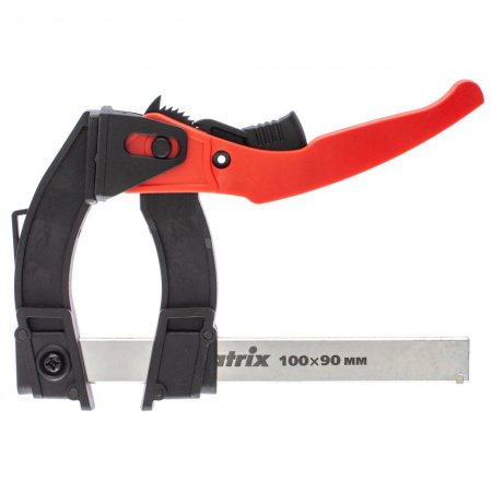 Струбцина реечная быстрозажимная, пластиковый корпус рычажно-храповой механизм, 100 х 90 х 195 мм, штанга 5 х 20 мм Matrix цена