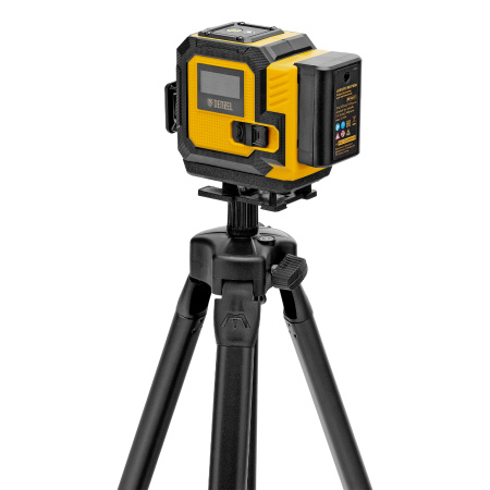 Лазерный уровень мультипризменный DLV-360-3T, 30 м, зеленый луч, Li-Ion 2,4 Aч, штатив // Denzel цена