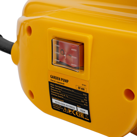 Садовый поверхностный насос GP 600, 600 Вт, 3000 л/ч, подъем 35 м, пластик Denzel