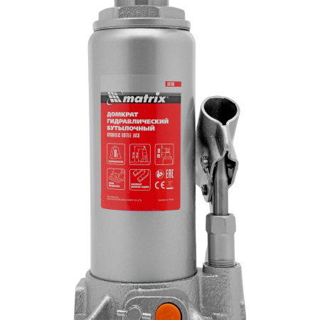 Домкрат гидравлический бутылочный, 8 т, h подъема 230-457 мм Matrix цена
