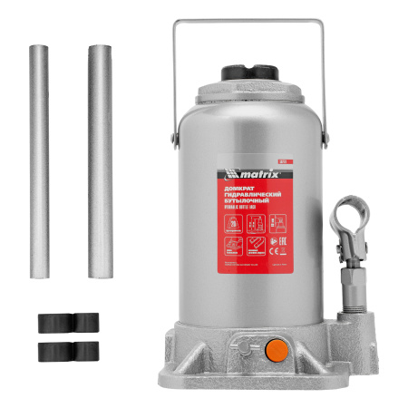Домкрат гидравлический бутылочный, 20 т, h подъема 244-449 мм Matrix цена