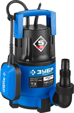 Дренажный насос ЗУБР с минимальным уровнем откачки, 750 Вт, Профессионал НПЧ-Т3-750