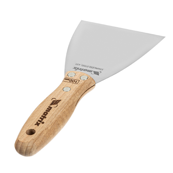 Шпательная лопатка из нержавеющей стали, 100 мм, буковая рукоятка, EFP Matrix цена