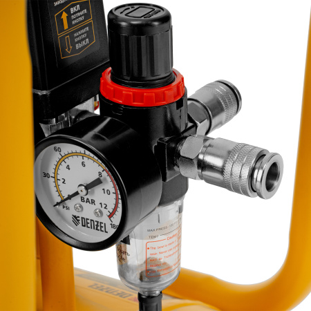 Компрессор безмасляный, малошумный DLS 1500/50, 1500 ВТ, 2x750, 50 л, 260 л/мин Denzel