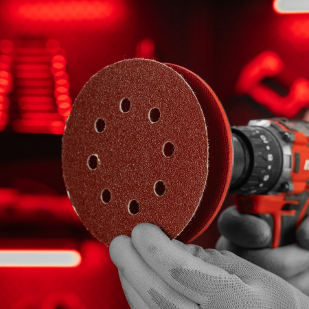 Круг абразивный на ворсовой подложке под "липучку", перфорированный, P 60, 125 мм, 5 шт Matrix