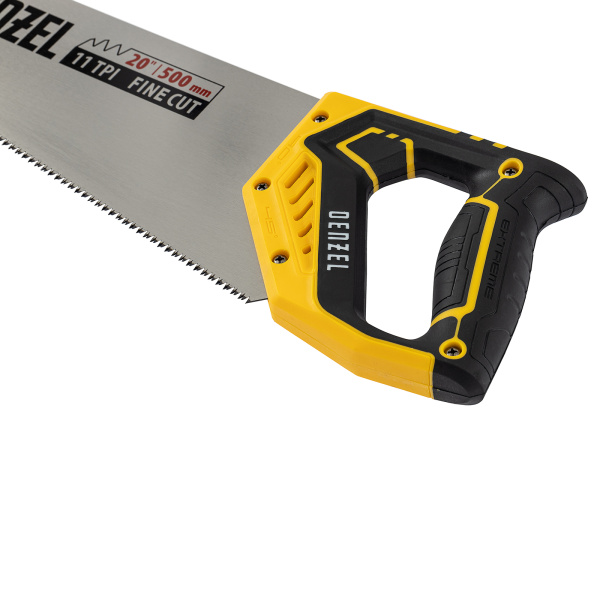 Ножовка по дереву, 500 мм, 9 TPI, зуб 3D, двухкомпонентная рукоятка Denzel цена