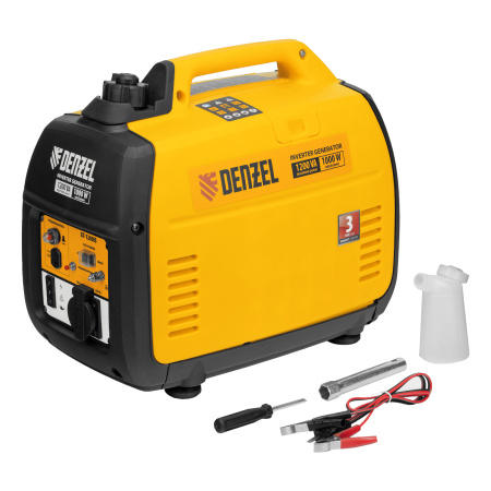 Генератор инверторный GT-1200iS, 1.2 кВт, 230 В, бак 2.4 л, закрытый корпус, ручной старт Denzel