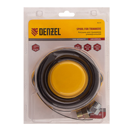 Катушка универсальная триммерная, гайка М10 х 1.25, М8, М12, винт М8-М10, левая резьба, шаг 1.5 мм Denzel цена