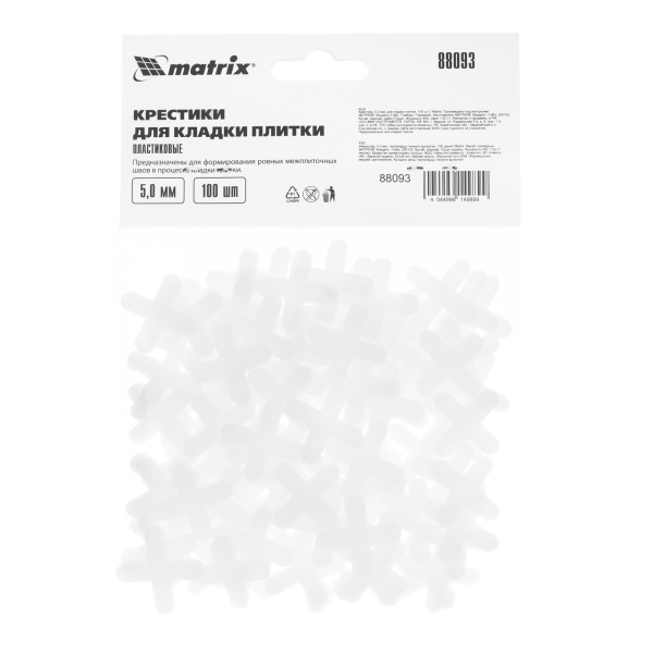 Крестики, 5.0 мм, для кладки плитки, 100 шт Matrix цена