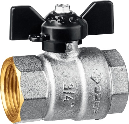 Кран шаровой ЗУБР полнопроходной ″мама-мама″, бабочка, никелированная латунь, 3/4″