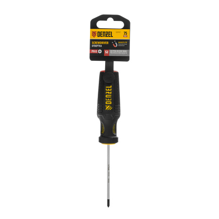 Отвертка, PH0х75 мм, S2, 3к рукоятка Denzel