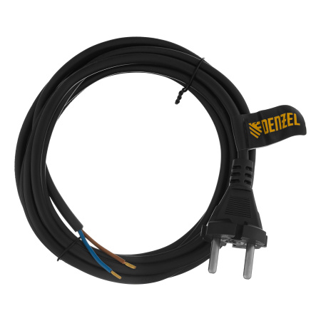 Шнур сетевой Energy Series, ПВС, 3 м, 2 x 1 мм, с неразборной вилкой, черный, Denzel цена