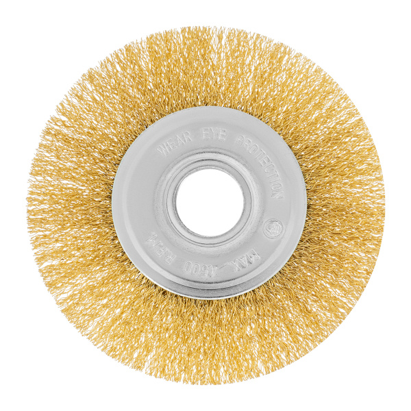 Щетка для УШМ, 125 мм, посадка 22.2 мм, плоская, латунированная витая проволока Matrix