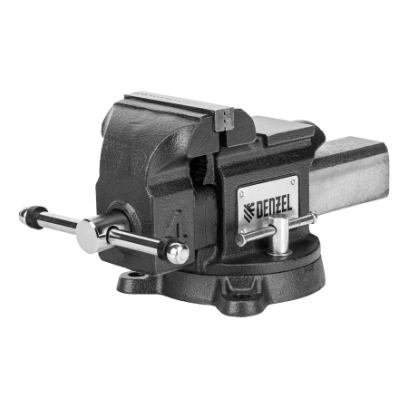 Тиски слесарные BVH-100, 100 мм, поворотные, стальная направляющая, с наковальней //Denzel