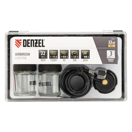 Аэрограф с нижним бачком AB2, 0,8 мм, 22 мл, 11 л/мин Denzel цена