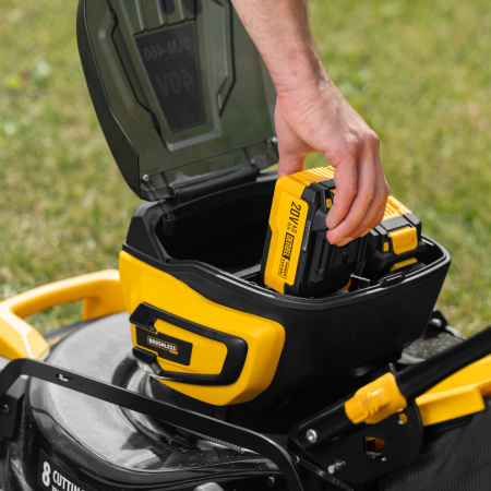 Газонокосилка аккумуляторная бесщет. DLM-460, 460 мм, травосб. 65 л., Li-Ion, 40 В Denzel цена