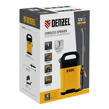 Опрыскиватель аккумуляторный D-5LI, 5 л, Li-Ion акк., 12 В, 2 Ач Denzel цена