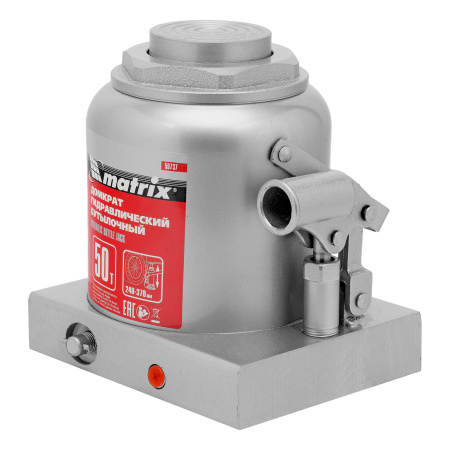 Домкрат гидравлический бутылочный, 50 т, высота подъема 240-370 мм Matrix цена