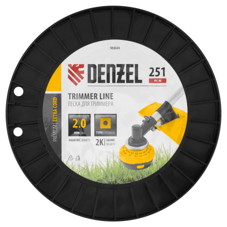 Леска для триммера двухкомпонентная квадрат, 2,0мм х 251м, на DIN катушке EXTRA CORD Denzel цена