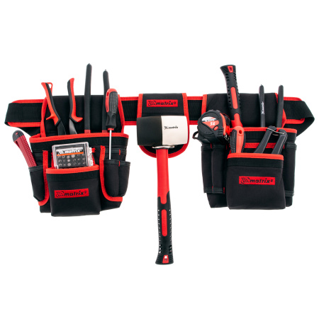 Сумка-пояс двойная, 20 карманов, держатель для молотка Matrix цена