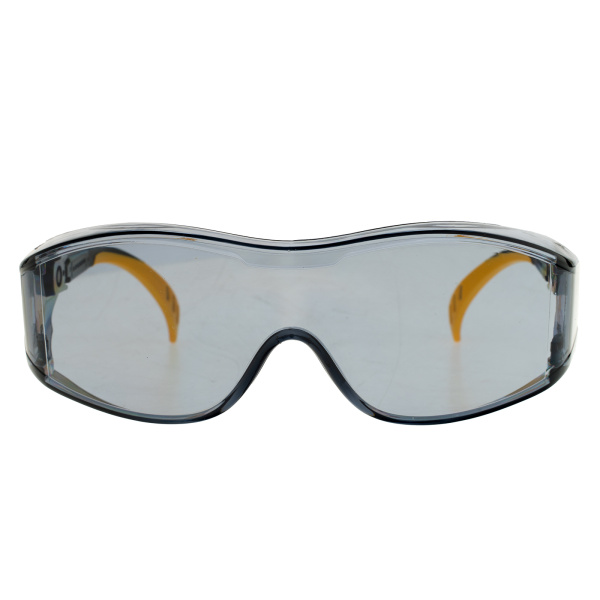 Очки защитные открытые, поликарбонатные, увеличенная дымчатая линза, регулируемые дужки Denzel цена