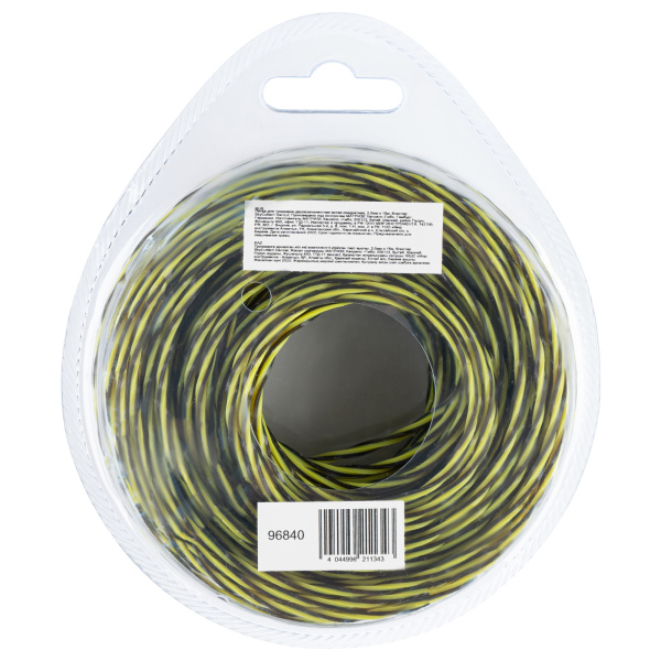 Леска для триммера двухкомпонентная витая квадратная, 2,0мм х 15м, блистер SkyCutter Denzel цена