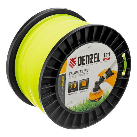 Леска для триммера квадрат, 3,0мм х 111м, на DIN катушке FLEX CORD Denzel цена