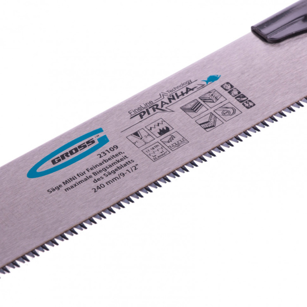 Пила МИНИ для тонких работ Piranha, 240 мм, 17-18 TPI, каленый зуб 3D, сменное полотно Gross цена
