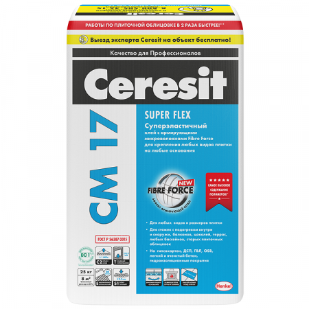 Клей плиточный высокоэластичный Ceresit CM 17 Super Flex 25 кг