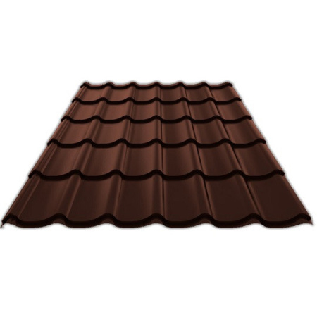 Металлочерепица Монтеррей 0.4 мм 2250х1180 мм коричневый RAL 8017