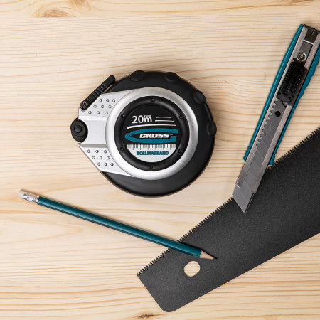 Рулетка геодезическая 20 м х 13 мм, закрытый корпус, металлическая лента, нейлон Gross цена