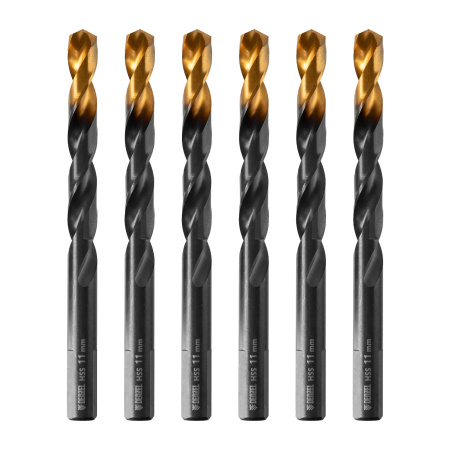 Сверло по металлу, 11 мм, HSS-Tin, Golden Tip, 6 шт. Denzel