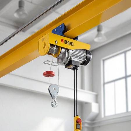 Тельфер электрический TF-500, 0.5 т, 1020 Вт, высота 12 м, 10 м/мин Denzel цена